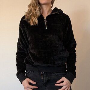 ardene, quarter zip hoodie, Black, faux fur, size small
